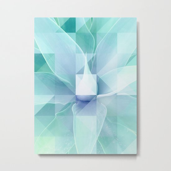Soft Geo Agave - Aqua and blue Metal Print