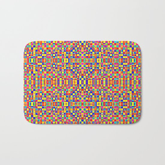 Rainbow Mosaic Pixels Bath Mat