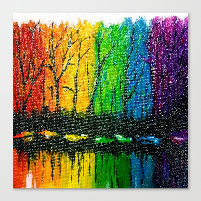 Rainbow Abstract Painting Woods Red Yellow Orange Green Blue