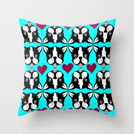 French kissing Boston Terriers Throw Pillow