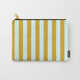 [ Thumbnail: Goldenrod & Light Cyan Colored Lines Pattern Carry-All Pouch ]