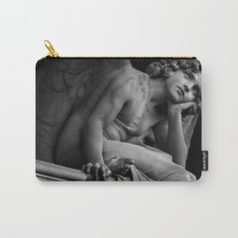 Giulio Monteverde and the Angel of the Night in Campo Verano black and white photograph / art photography Carry-All Pouch