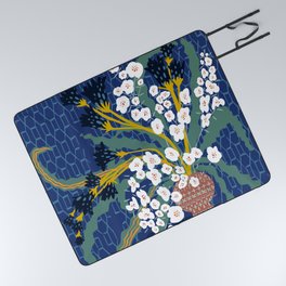 Matisse Flower Vase modern Illustration denim Picnic Blanket