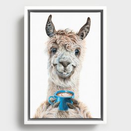 Llama Latte Framed Canvas