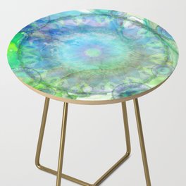 Windswept - Blue and Green Abstract Mandala Art Side Table