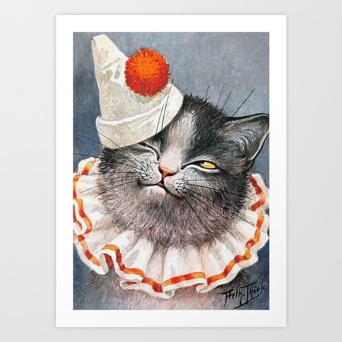 Funny Clown Cat - Arthur Thiele  Art Print