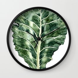 Collard leaf watercolor Wall Clock