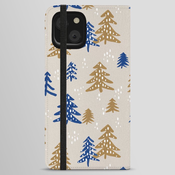 Christmas Trees – Gold & Navy iPhone Wallet Case