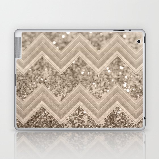 Sepia Glitter Chevron #1 (Faux Glitter) #shiny #decor #art #society6 Laptop & iPad Skin
