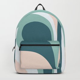 Retro Groovy Abstract Design in Peach, Teal and Light Blue Backpack