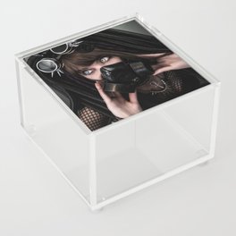 Cybergoth cyber girl black gas mask Acrylic Box