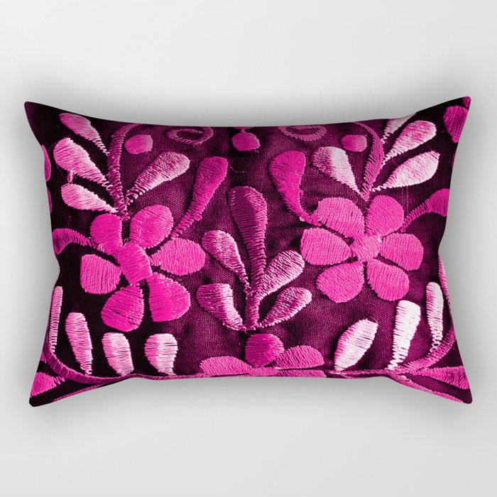 Hot Pink Mexican Flowers Rectangular Pillow