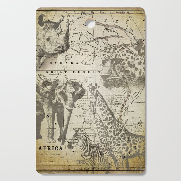 Out of Africa vintage wildlife art Cutting Board