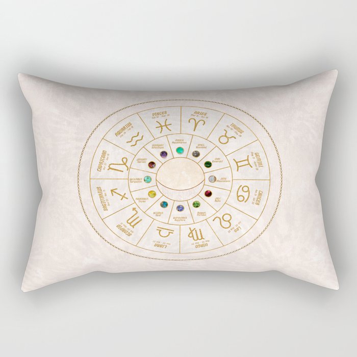 Birthstones and Astrological Signs Wheel Rectangular Pillow
