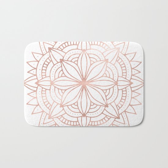 Mandala Rose Gold Pink Shine Bath Mat