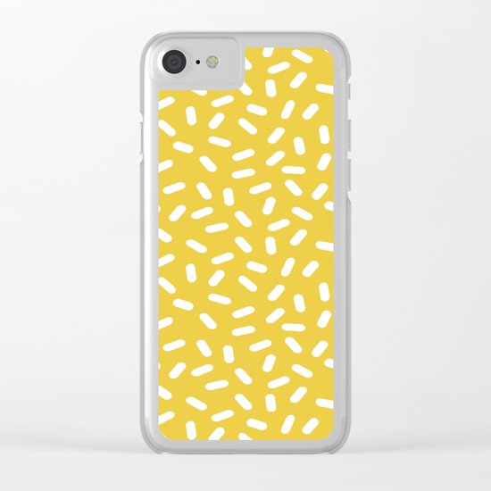 Somethin' Somethin' - yellow bright happy sprinkles pills dash pattern rad minimal prints Clear iPhone Case