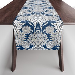 Leaves and Blooms, Blue and Gray Table Runner