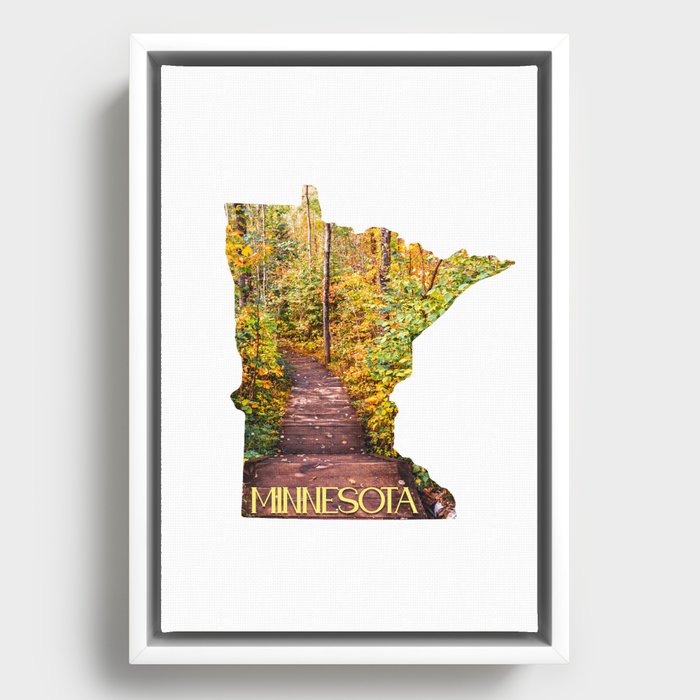 Map of Minnesota | Forest Trail Framed Canvas