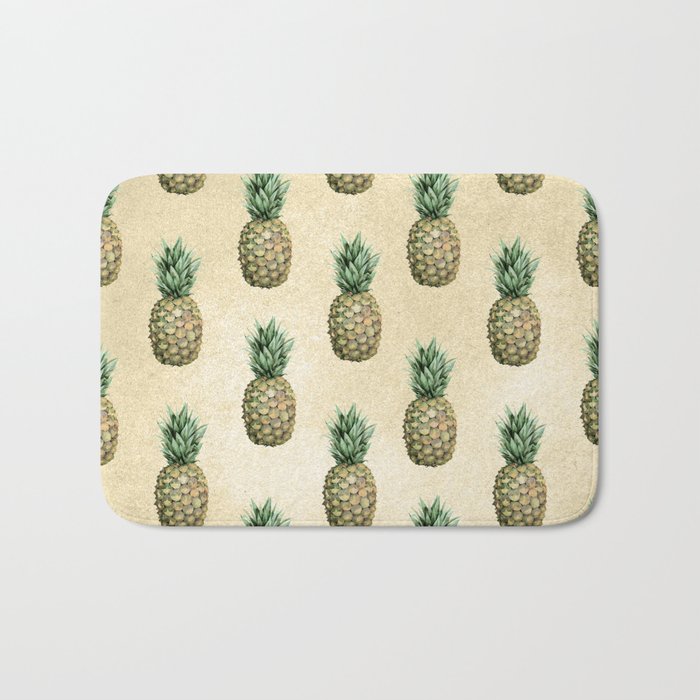 Vintage Pineapple Pattern Linen Bath Mat