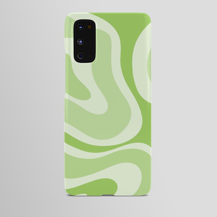 Modern Retro Liquid Swirl Abstract in Light Lime Green Android Case