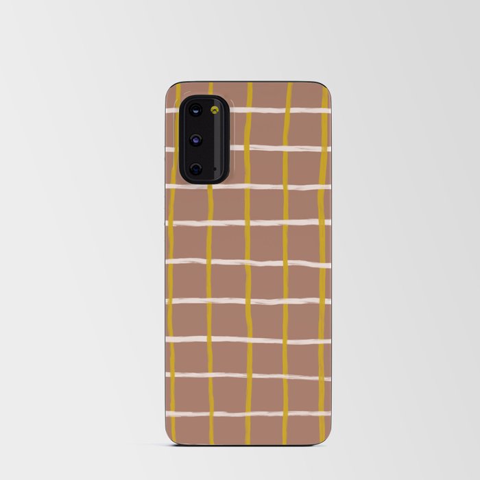 Mid-Century Modern Checkered Plaid in Tan Android Card Case