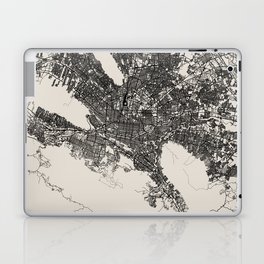 Mexico, Monterrey Map - Black and White  Laptop Skin