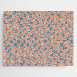 Orange blue mosaic checker Jigsaw Puzzle
