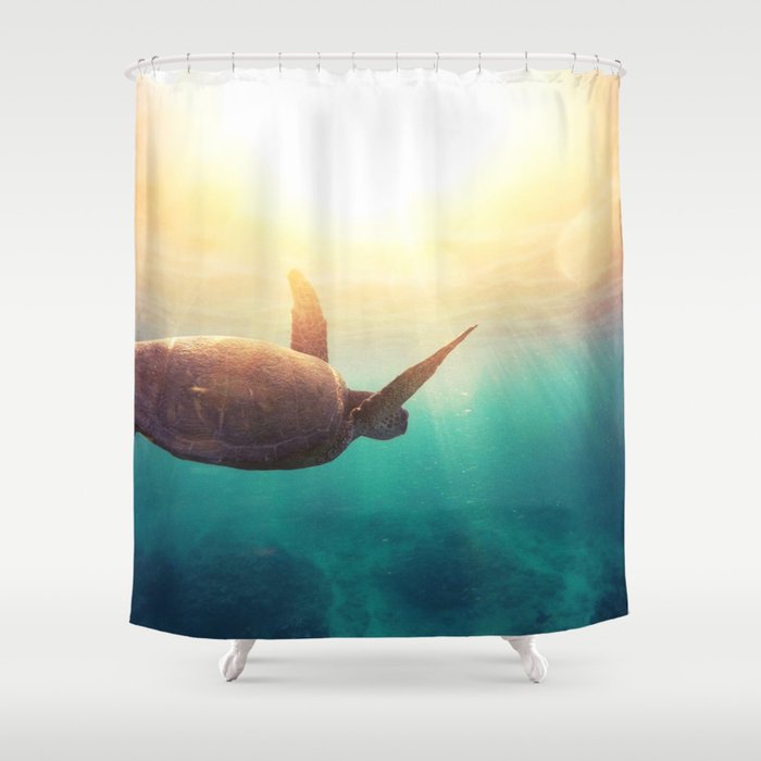 Sea Turtle - Underwater Nature Photography Shower Curtain