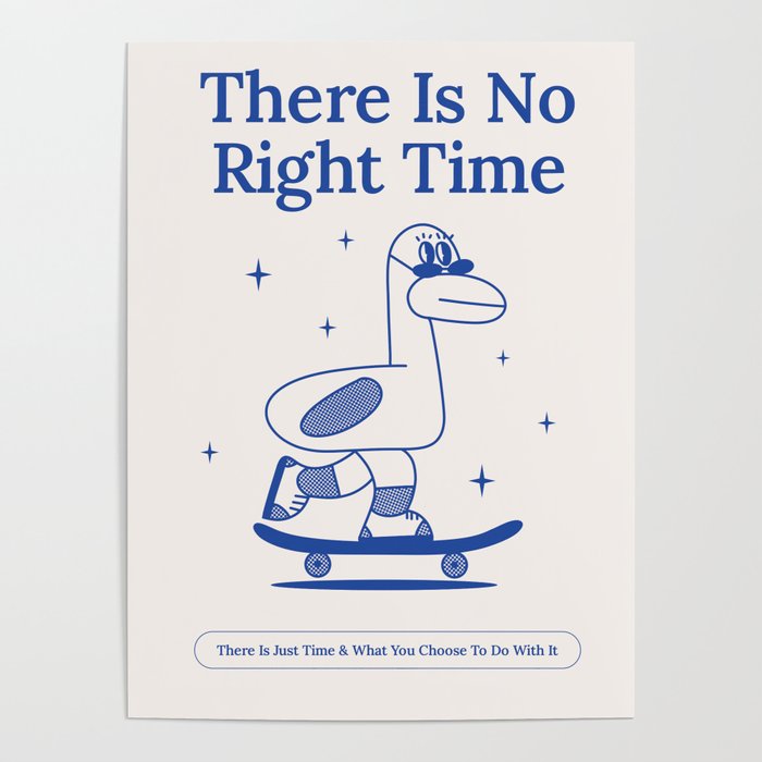 There No Right - Blue Aesthetic Retro Vintage Duck Stars Trendy Poster by Petras Living Room | Society6