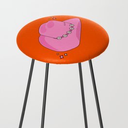 Cowboy Hat Print Orange And Pink Preppy Aesthetic Modern Decor Counter Stool