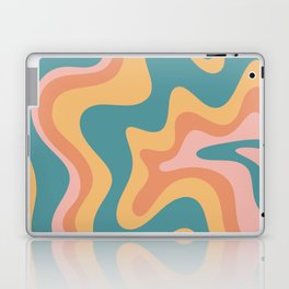 Retro Liquid Swirl Abstract Pattern Teal Mustard Blush Pink Orange  Laptop Skin
