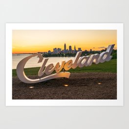 Cleveland Ohio City Skyline Sunrise Lake Erie Home Town Photography Print Art Print