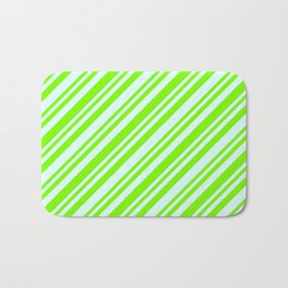 [ Thumbnail: Light Cyan and Green Colored Lined/Striped Pattern Bath Mat ]