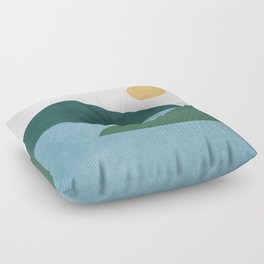 Sunny Lake - Abstract Landscape Floor Pillow