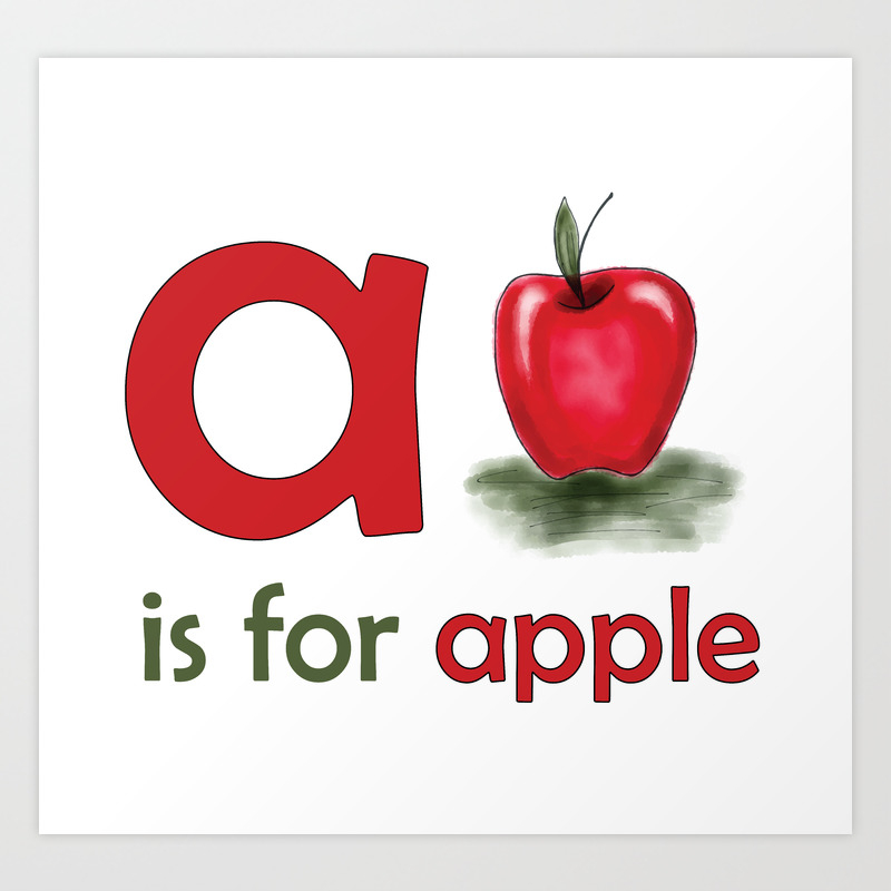 a is for apple children alphabet for kids room and nursery art print by ozge gul society6