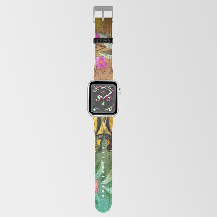 Summer floral garden and butterfly Apple Watch Band