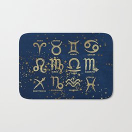 The 12 Zodiac Signs Bath Mat | Stars, Horoscope, Space, Constellations, Gold, Birthday, Symbols, Graphicdesign, Horoscopes, Signs 