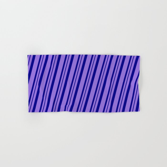 Purple & Dark Blue Colored Pattern of Stripes Hand & Bath Towel