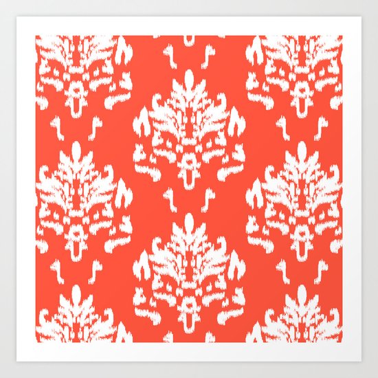 SOPHISTICATED- CORAL IKAT Art Print