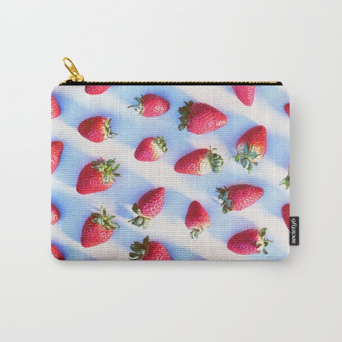Sunset Strawberries - Strawberry Polka Pattern Carry-All Pouch