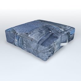 Blue Jeans Pocket Patchwork Pattern Outdoor Floor Cushion | Fashion, Young, Graphicdesign, Fabric, Patchwork, Pocket, Youth, Jeans, Casual, Washed 