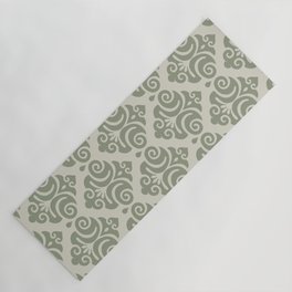 Victorian Gothic Pattern 527 Sage Green and Beige Yoga Mat