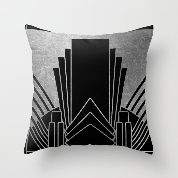 Art deco design - silver glitz Throw Pillow