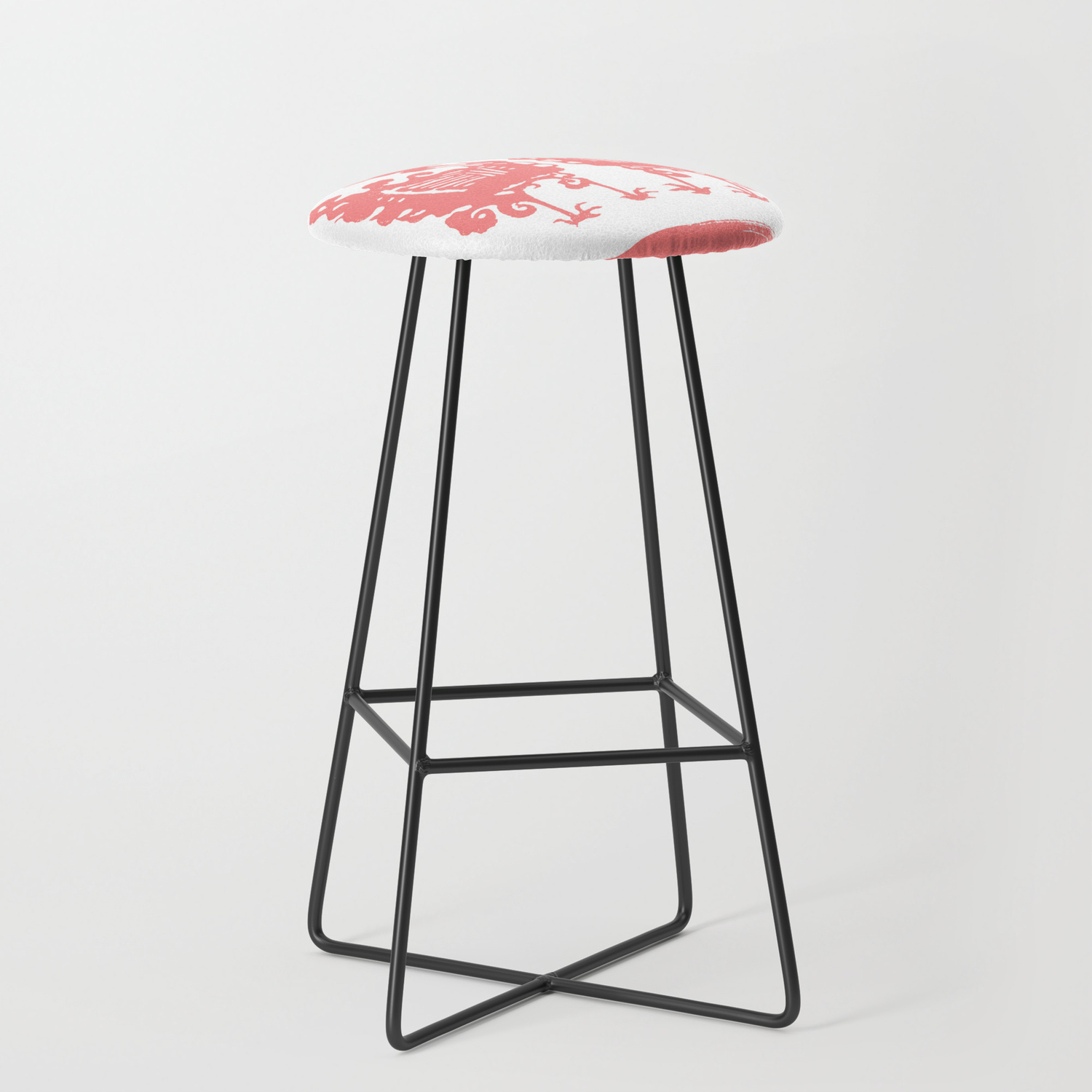 Oriental Bar Stools, Oriental Vintage Birds Coral Minimalism Bar Stool By Anutu Society6