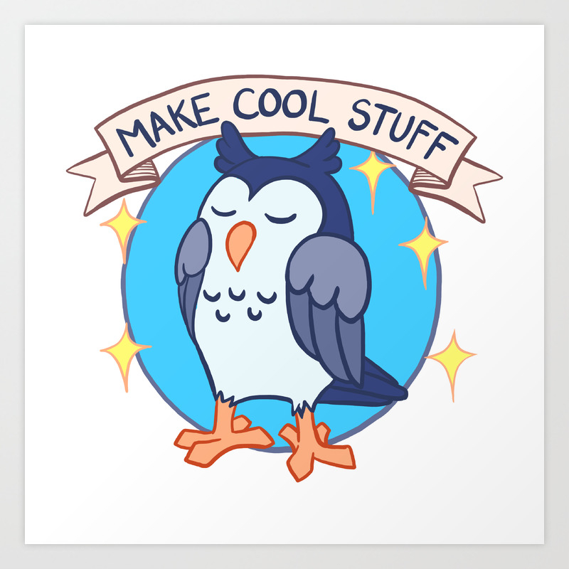 Make Cool Stuff Owl Emblem Art Print By Blackunicorn Society6
