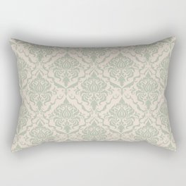 Ivory and Sage Green Damask Pattern Rectangular Pillow
