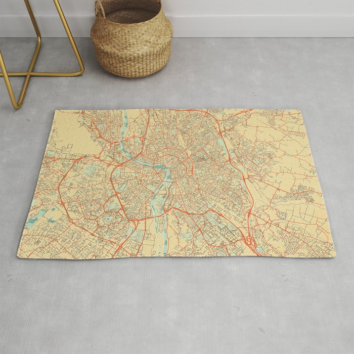 Toulouse Map Retro Rug