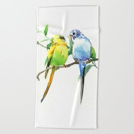 Parakeets Beach Towels Society6