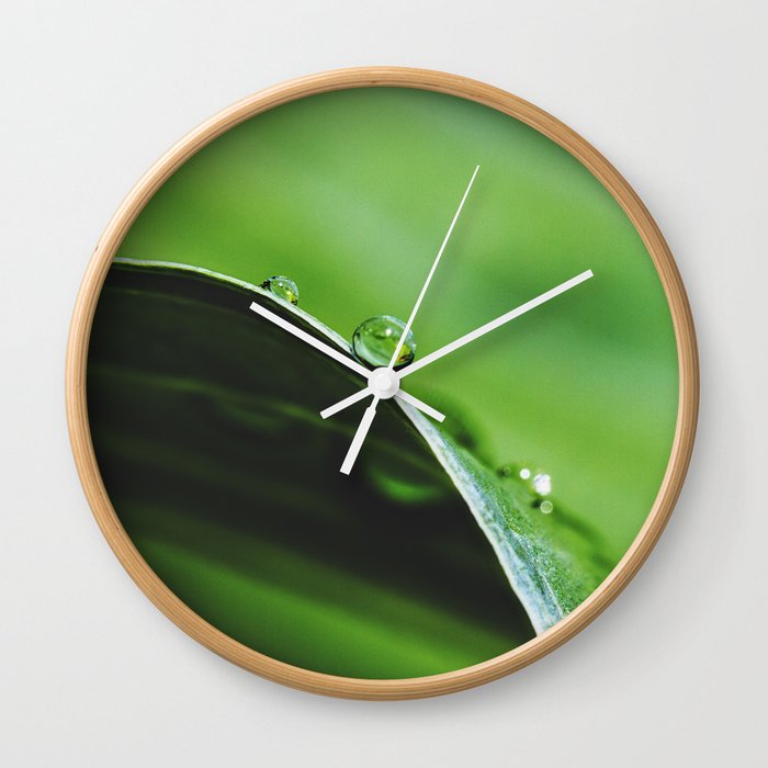 drops on green Wall Clock