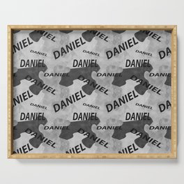 Daniel pattern in gray colors and watercolor texture Serving Tray